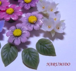 Photo3: Clay Art Bead set "three kinds of cosmos and bellflower"