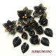 Clay Art Bead set "Poinsettia and rose"black color