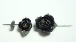 Photo3: Clay Art Bead set "Peach blossom"black color