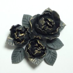 Photo1: Clay Art Bead set "Peach blossom"black color