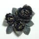 Clay Art Bead set "Peach blossom"black color