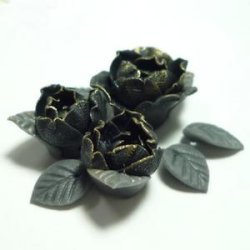 Photo2: Clay Art Bead set "Peach blossom"black color