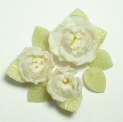 Photo1: Clay Art Bead set "Peach blossom"white color