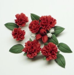 Photo1: Clay Art Bead set "Carnation"red color