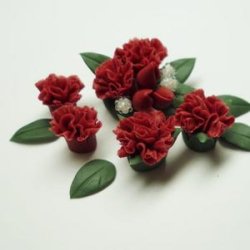 Photo3: Clay Art Bead set "Carnation"red color