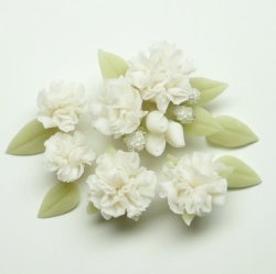 Photo1: Clay Art Bead set "Carnation"white color