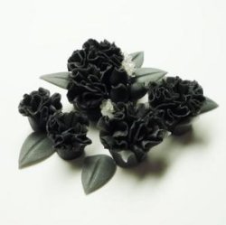 Photo3: Clay Art Bead set "Carnation"black color