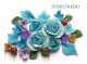Clay Art Bead set "gem color flowers" Turqupise color
