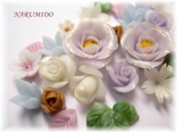 Photo3: Clay Art Bead set "gem color flowers" Tanzanite color