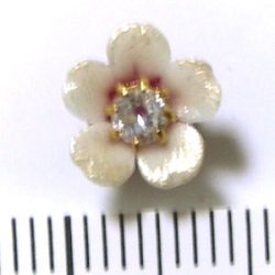 Photo2: Clay flower Cherry blossom Party type zirconia Wine color 9mm 2pcs