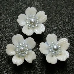 Photo1: Clay flower Cherry blossom Party type pale blue 8mm 2pcs