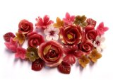 Photo: Clay Art Bead set "gem color flowers" Garnet color
