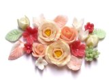 Photo: Clay Art Bead set "gem color flowers" Coral color