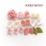 Photo: Clay Art Bead set "rose&small flower" pink