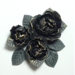 Photo: Clay Art Bead set "Peach blossom"black color