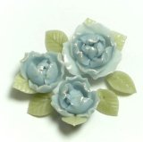 Photo: Clay Art Bead set "Peach blossom"blue color