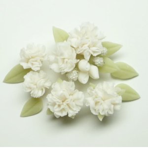 Photo: Clay Art Bead set "Carnation"white color