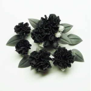 Photo: Clay Art Bead set "Carnation"black color