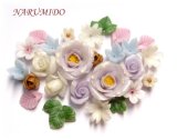 Photo: Clay Art Bead set "gem color flowers" Tanzanite color