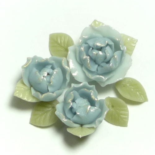 Photo1: Clay Art Bead set "Peach blossom"blue color