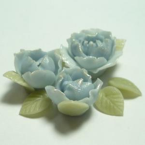 Photo2: Clay Art Bead set "Peach blossom"blue color