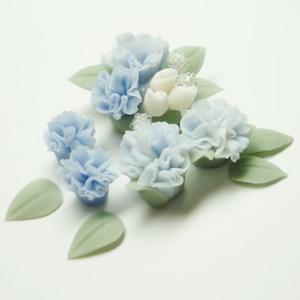Photo2: Clay Art Bead set "Carnation"blue color