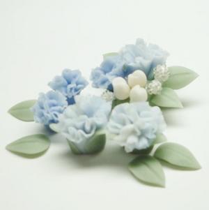 Photo3: Clay Art Bead set "Carnation"blue color