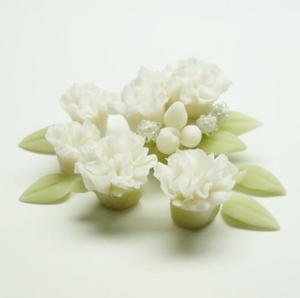 Photo3: Clay Art Bead set "Carnation"white color