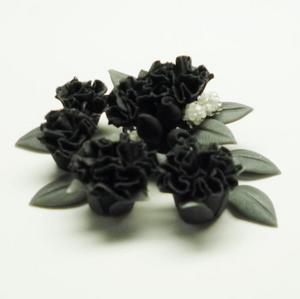 Photo2: Clay Art Bead set "Carnation"black color